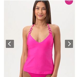 TRINA TURK WOMEN'S MONACO RING HALTER TANKINI SWIM TOP